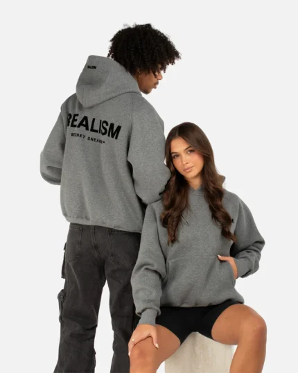 SSS REALISM BACK LOGO DARK HEATHER HOODIE