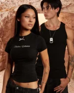 SSS REALISM SCRIPT BABY TEE BLACK