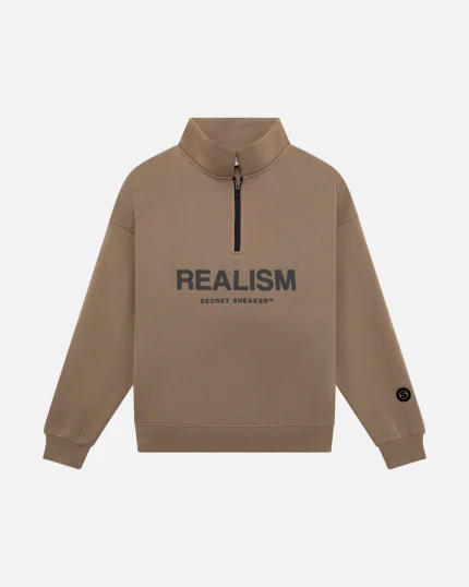 SSS REALISM IDOL HALF ZIP TAUPE SWEATER